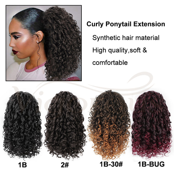 Qp hairSynthetic Drawstring Puff Ponytail Afro Kinky Curly Hair Extension Synthetic Clip in Pony Tail African American Hair Extension