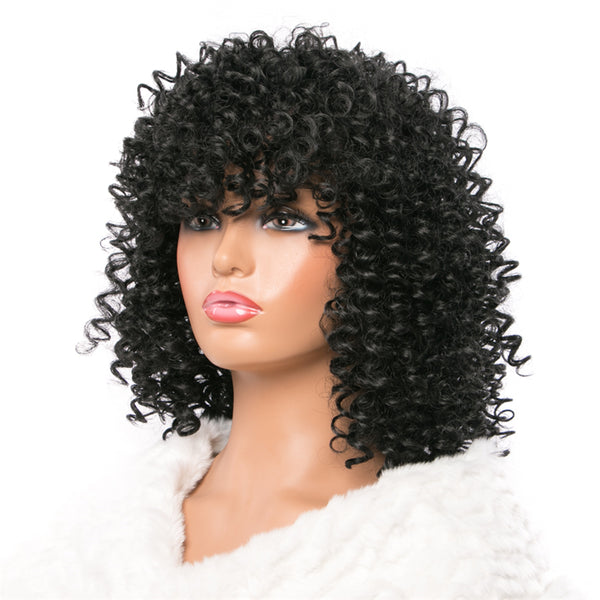 Qp hairSynthetic Hair Curly Hair Wigs Natural Black Short Wigs for Women Afro Wig Cosplay Kinky Culry Hair