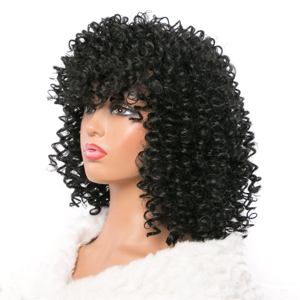 Qp hairSynthetic Hair Curly Hair Wigs Natural Black Short Wigs for Women Afro Wig Cosplay Kinky Culry Hair