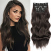 Qp hairSynthetic Long Wavy Synthetic Hair Extensions 4pcs/set Clip In Hair Extensions Dark Brown Ombre Honey Blonde Thick Hairpieces