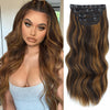 Qp hairSynthetic Long Wavy Synthetic Hair Extensions 4pcs/set Clip In Hair Extensions Dark Brown Ombre Honey Blonde Thick Hairpieces