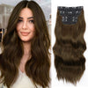 Qp hairSynthetic Long Wavy Synthetic Hair Extensions 4pcs/set Clip In Hair Extensions Dark Brown Ombre Honey Blonde Thick Hairpieces