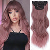 Qp hairSynthetic Long Wavy Synthetic Hair Extensions 4pcs/set Clip In Hair Extensions Dark Brown Ombre Honey Blonde Thick Hairpieces