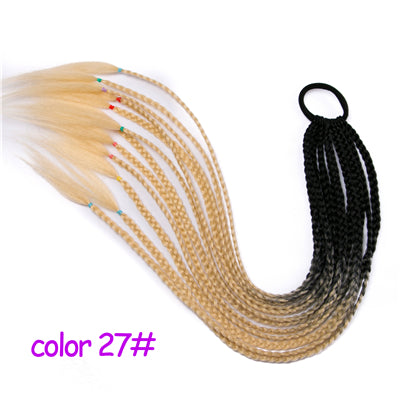 Qp hairSynthetic Ponytail Hairpiece With Rubber Band Hair Ring Chignon 24 inch Box Braid Accessories Hair Extension Colorful