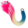 Qp hairSynthetic Ponytail Hairpiece With Rubber Band Hair Ring Chignon 24 inch Box Braid Accessories Hair Extension Colorful