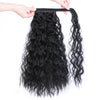 Qp hairSynthetic Ponytail Long Wave Ponytail Wrap Around Water Wave 22 Inch Clip in Hairpiece Black Ponytail for Women