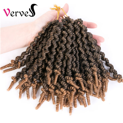 Qp hairSynthetic Spring Twists 8 inch Crochet Hair Spring Pre-twisted Bomb Braid 15 Roots Braiding Hair Extensions