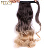 Qp hairVERVES Synthetic Clip In Ponytail Body Wavy Wrap Around Hair Extension Heat Reistan Pony Tail Ombre Hair For Women Black Brown