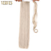 Qp hairVERVES Synthetic Long Straight Wrap Around Clip In Ponytail Hair Extension 22'' Heat Reistan Pony Tail Ombre Fake Hair For Women