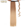 Qp hairVERVES Synthetic Long Straight Wrap Around Clip In Ponytail Hair Extension 22'' Heat Reistan Pony Tail Ombre Fake Hair For Women