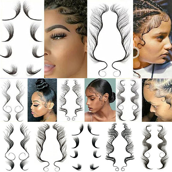 Qp hairVigorous 5 Styles Baby Hair Temporary Tattoos Sticker DIY Natural Curly Hair Edges Long Lasting Waterproof hair on the temples