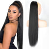 Qp hairVigorous Synthetic Long Body Wavy Drawstring Ponytail  for Women Synthetic Wave Hair Extension Clip in Hairpiece Black Fake Hair
