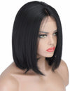 Short Wigs for Black Women Bob Synthetic Hair Front Lace Wig Free Partting Italian Yaki Straight Natural Black Wigs